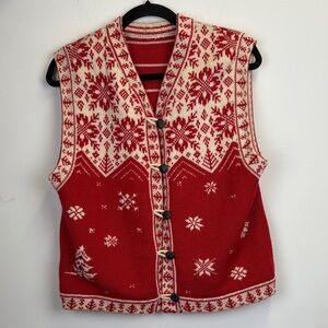 Kate Covington Nordic Style Worsted Wool Winter Vest Reversible Size medium
